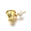 Brass & Natural Pearl Cup Pendants KK-Z093-34G-2