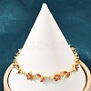 Brass Pave Cubic Zirconia Flower Link Chain Bracelets for Women KK-CBA68DA-14G-01-1