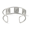 Non-Tarnish 304 Stainless Steel Wide Textured Open Cuff Bangles BJEW-Q348-05P-01-3