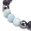 7Pcs 7 Style Natural Mixed Stone & Lava Rock & Synthetic Hematite Round Braided Bead Bracelets Set BJEW-JB08387-6