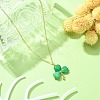 Saint Patrick's Day Clover Natural Malaysia Jade Pendant Necklace with 304 Stainless Steel Chains X-NJEW-JN04417-5