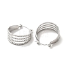 Non-Tarnish 304 Stainless Steel Multi Lines Hoop Earrings for Women EJEW-K243-04P-2