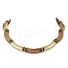 12MM Two Tone Acrylic & CCB Plastic & Coconut Curved Tube Beaded Necklaces for Women NJEW-JN05373-01-2