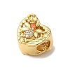Heart Rack Plating Brass Micro Pave Cubic Zirconia European Beads KK-G511-02B-G-2