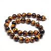 Faceted Grade A Natural Tiger Eye Round Bead Strands G-F260-01-8mm-2