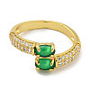 Oval Rack Plating Brass Micro Pave Cubic Zirconia Cuff Rings for Women RJEW-F162-06G-02-2