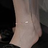 Word Love Forever Rectangle Link Anklet with Clear Cubic Zirconia JA194A-7