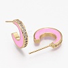 Brass Micro Pave Clear Cubic Zirconia Half Hoop Earrings EJEW-L231-64C-2