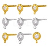 8 Pair 2 Color Flat Round Brass Micro Pave Cubic Zirconia Stud Earring Findings ZIRC-SZ0005-03-1