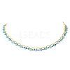 Dyed Faceted Round Natural Magnesite and Glass Seed Beaded Necklaces NJEW-MZ00155-2