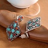 Synthetic Turquoise Dangle Stud Earrings EJEW-C178-06B-2