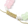 Adjustable Acrylic Bear & Glass Pearl Braided Bead Bracelets BJEW-JB10100-3