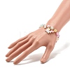 Candy Color Round Beaded Stretch Bracelet with Heart Unicorn Charm for Women X-BJEW-JB07636-04-3