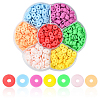 1302Pcs 7 Colors Flat Round Handmade Polymer Clay Beads CLAY-CJ0001-72-1