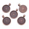 Flat Round Alloy Pendant Cabochon Settings PALLOY-A15654-R-3