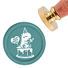 Brass Wax Seal Stamp with Handle AJEW-WH0184-0312-1