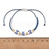 Adjustable Handmade Chinoiserie Floral Printed Porcelain Column Beads & Brass Braided Bead Bracelets for Women BJEW-JB14210-4