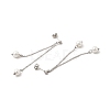 Glass Pearl Tassel Dangle Stud Earrings EJEW-P219-20P-2