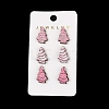 Wood Stud Steel Needle Earrings EJEW-U016-04P-01-1