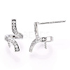 925 Sterling Silver Stud Earring Findings Micro Pave Cubic Zirconia STER-T007-18P-2