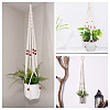 2Pcs Handmade Macrame Polyester with Wood Bead Plant Hanger AJEW-HS0001-47A-9