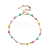 Real 18K Gold Plated Brass Enamel Heart Link Chain Bracelets BJEW-JB09841-1