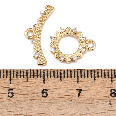 Brass Micro Pave Clear Cubic Zirconia Toggle Clasps KK-K407-36G-1