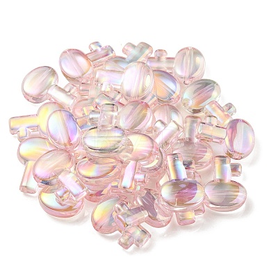 UV Plating Rainbow Iridescent Transparent Acrylic Beads OACR-C007-05A-1