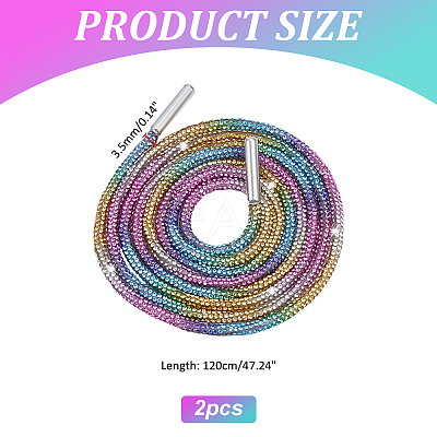 Rubber Rhinestone Shoelaces AJEW-WH0752-498C-1