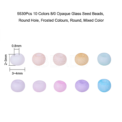 5530Pcs 10 Colors 8/0 Opaque Glass Seed Beads SEED-CJ0001-13-1