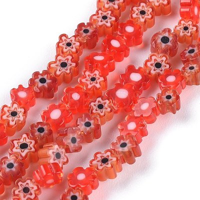 Handmade Millefiori Glass Bead Strands X-LAMP-J035-4mm-07-1