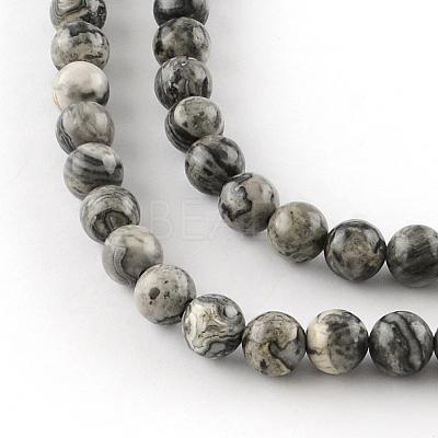 Natural Map Stone/Picasso Stone/Picasso Jasper Beads Strands G-S188-6mm-1