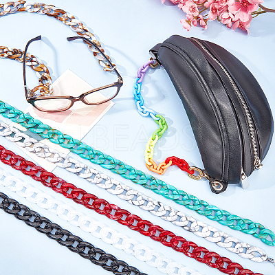 7Pcs 7 Colors Acrylic Chain Purse Bag Handle & Eyeglasses Chains AJEW-PH0001-57-1