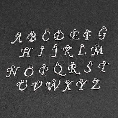 Platinum Plated Alloy Letter Pendants PALLOY-J718-01P-1