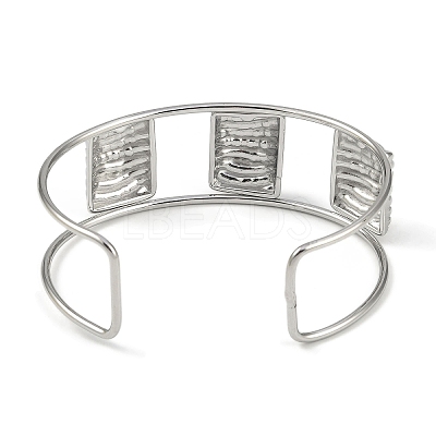 Non-Tarnish 304 Stainless Steel Wide Textured Open Cuff Bangles BJEW-Q348-05P-01-1