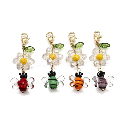 Handmade Lampwork Bees Pendant Decorations HJEW-TA00348-1