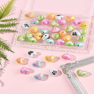 40Pcs UV Plated Acrylic Beads PACR-FS0001-08-1