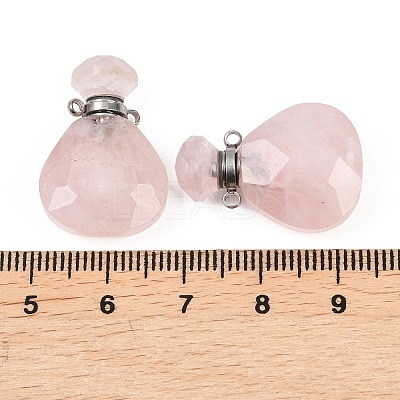 Teardrop Natural Rose Quartz Perfume Bottle Pendants G-H241-02B-P-1