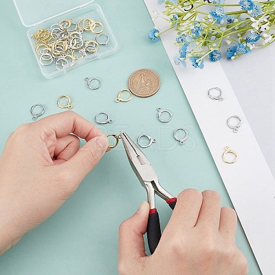 24 Pairs 2 Colors Brass Huggie Hoop Earring Findings DIY-CN0002-06-1