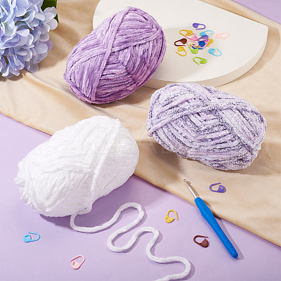 3 Rolls Super Bulky Plush Polyester Chenille Yarn OCOR-MB0001-06A-1