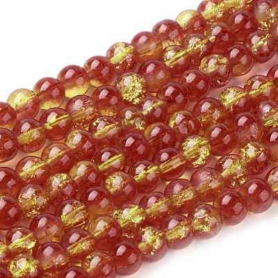 Spray Painted Crackle Glass Beads Strands CCG-Q002-6mm-10-1