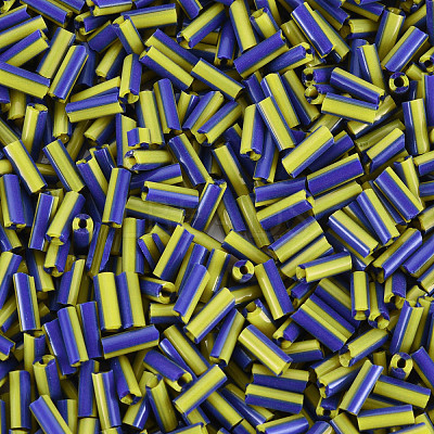 Opaque Colours Two Tone Seed Glass Bugle Beads SEED-T006-02B-03-1