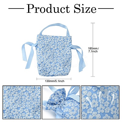 Cloth High Jacquard Flower Sugar Gift Drawstring Bags with Handle ST-CJ0004-01A-1