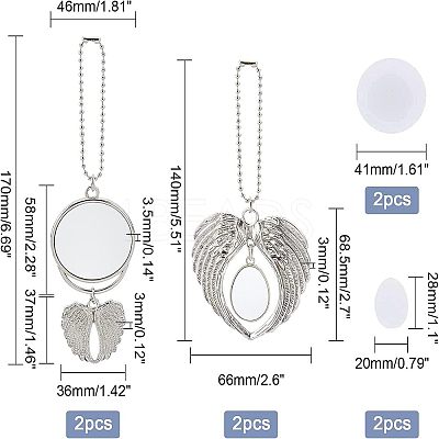 4 Sets 2 Style Alloy Pendant Decoration Cabochon Settings AJEW-FH0002-02-1