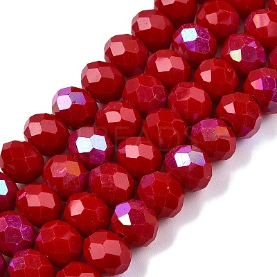 Electroplate Opaque Solid Color Glass Beads Strands EGLA-A044-P8mm-L15-1