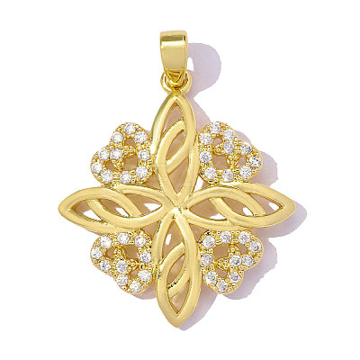 Brass Micro Pave Clear Cubic Zirconia Pendants CU-OY001-64G-1