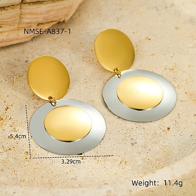 304 Stainless Steel Two Tone Stud Earrings FS-WG8A1D7-13-1