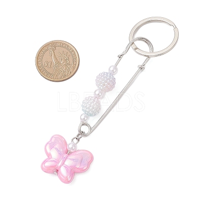 Acrylic Butterfly with Round Bead Keychains KEYC-JKC01438-1
