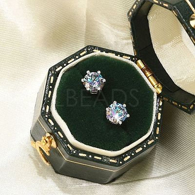 925 Sterling Silver Moissanite Rhinestone Stud Earrings EJEW-U042-05P-01-1