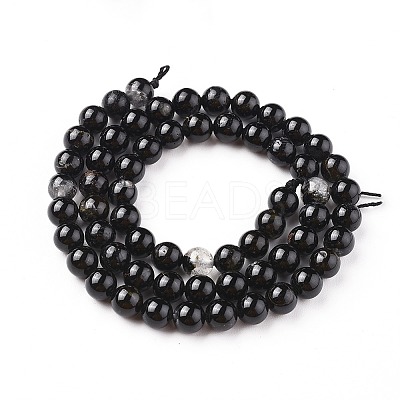 Natural Black Tourmaline Beads Strands G-F666-05-8mm-1